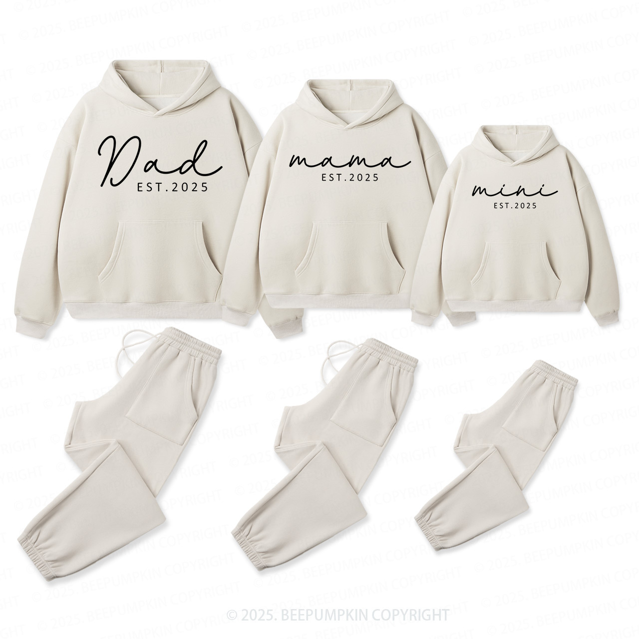Personalized Mama Dad Mini - Est. Family Matching Hoodie Set