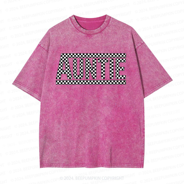 Auntie Checkered  Aunt Washed T-Shirts 