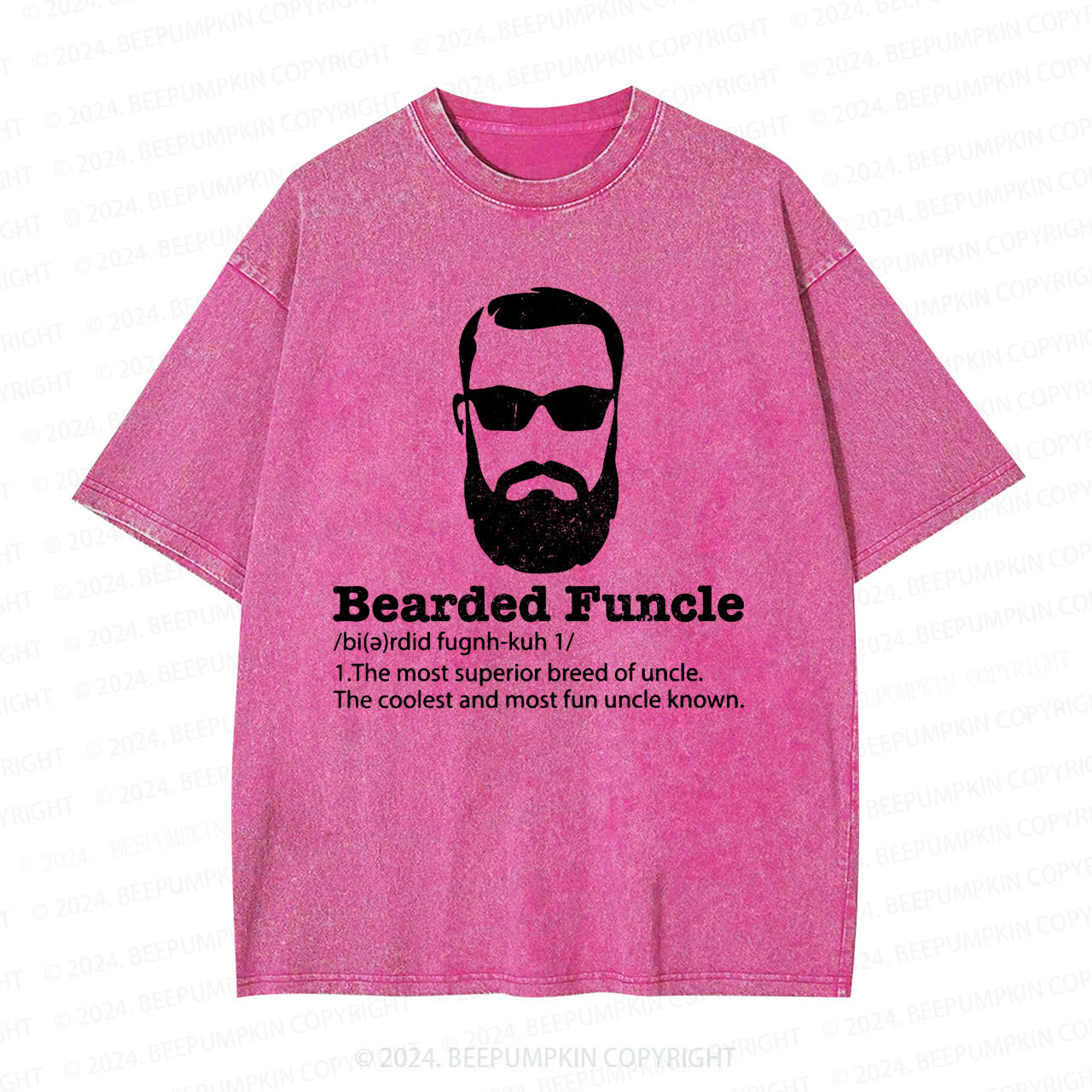 Bearded Funcle Uncle Washed T-Shirts 