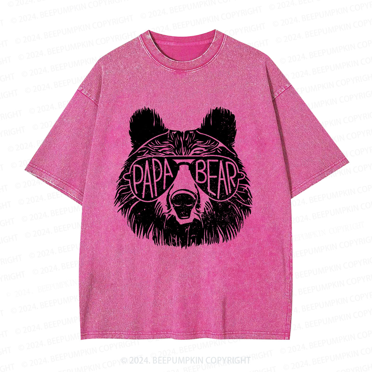 Papa Bear Sunglass Dad Washed T-Shirts 