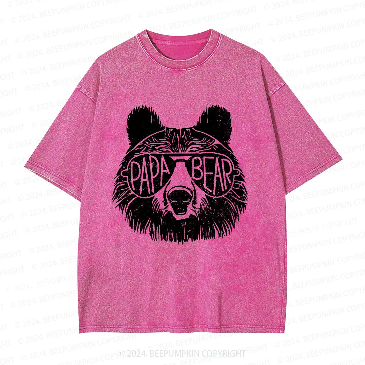 Papa Bear Sunglass Dad Washed T-Shirts 
