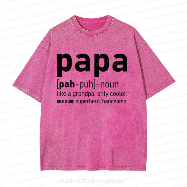 Men's Papa Definition Dad Washed T-Shirts 