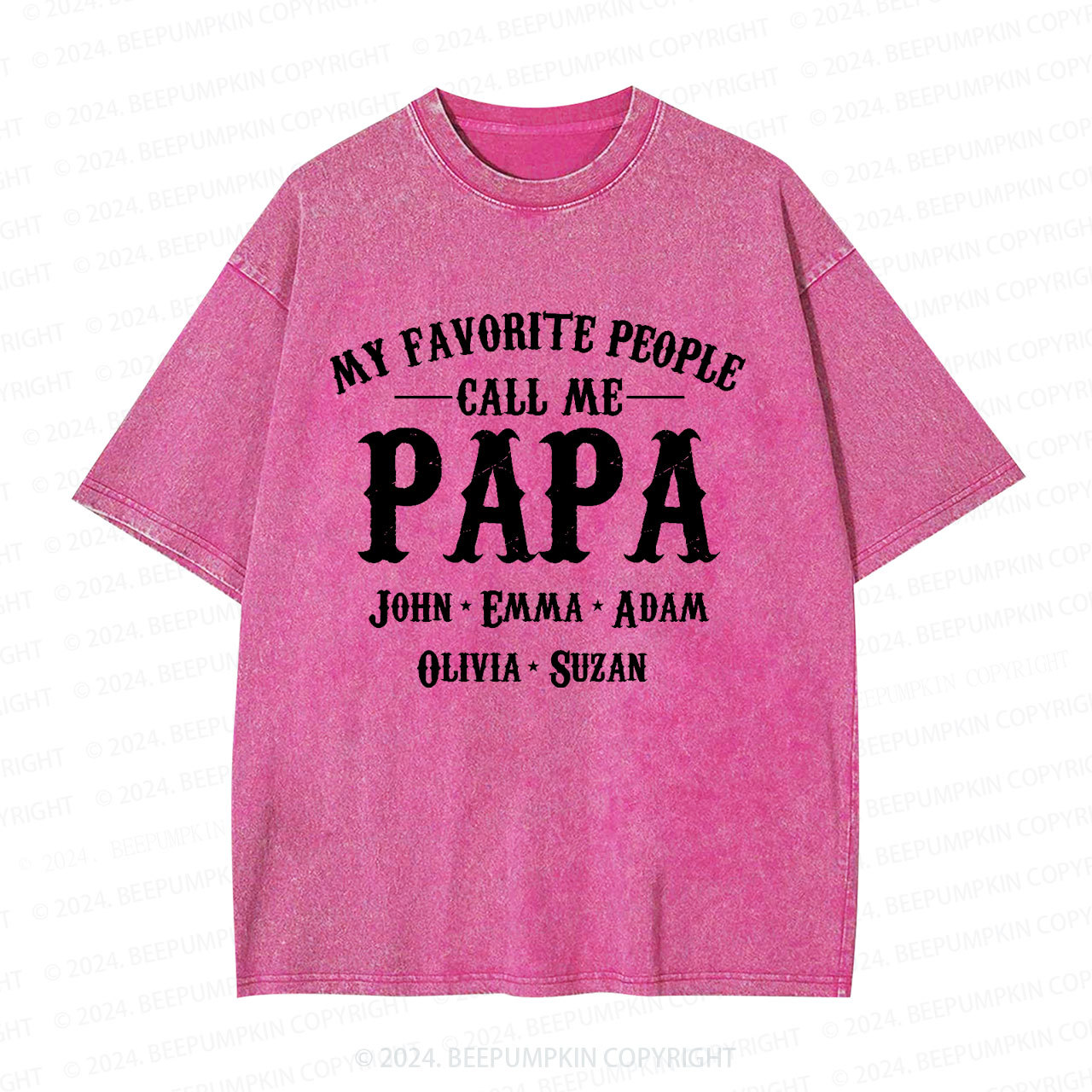 Custom Papa Baby Announcement Dad Washed T-Shirts 