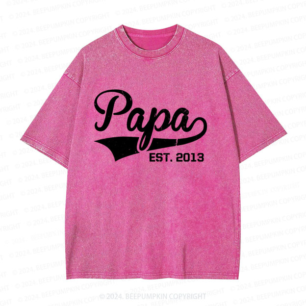 Custom Papa Gift Dad Washed T-Shirts 