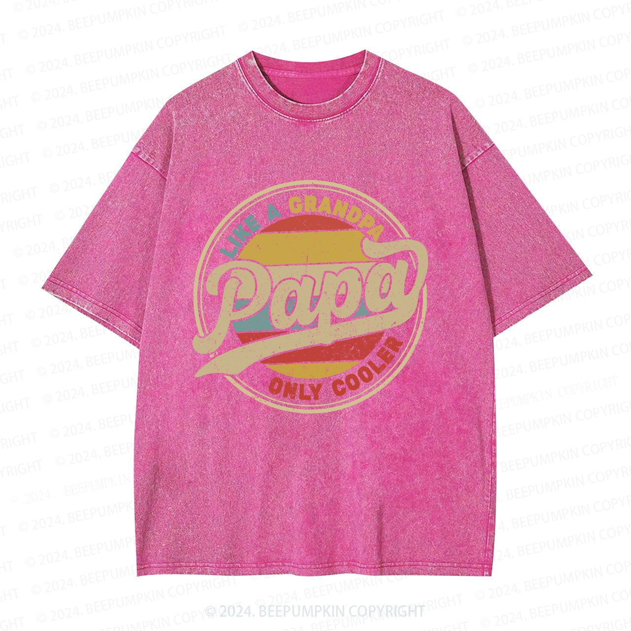 Papa Like A Grandpa Only Cooler Dad Washed T-Shirts 