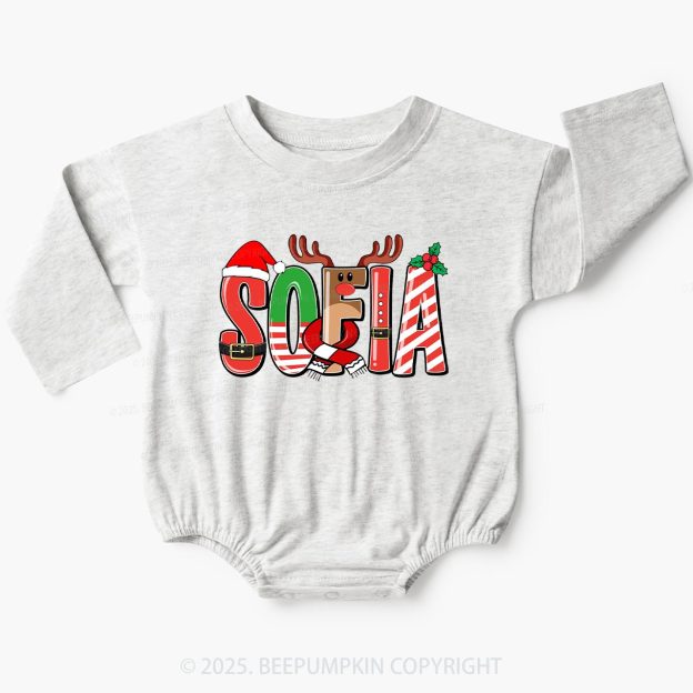 Personalized Christmas Name Baby Bubble Romper Beepumpkin