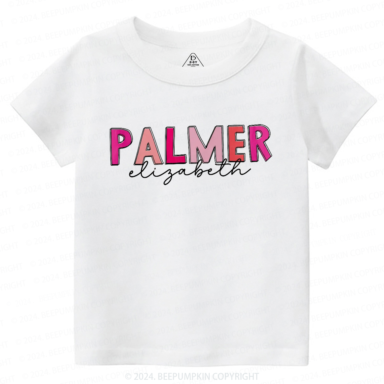 Personalized Pink Name Toddler&Kids Tees Beepumpkin