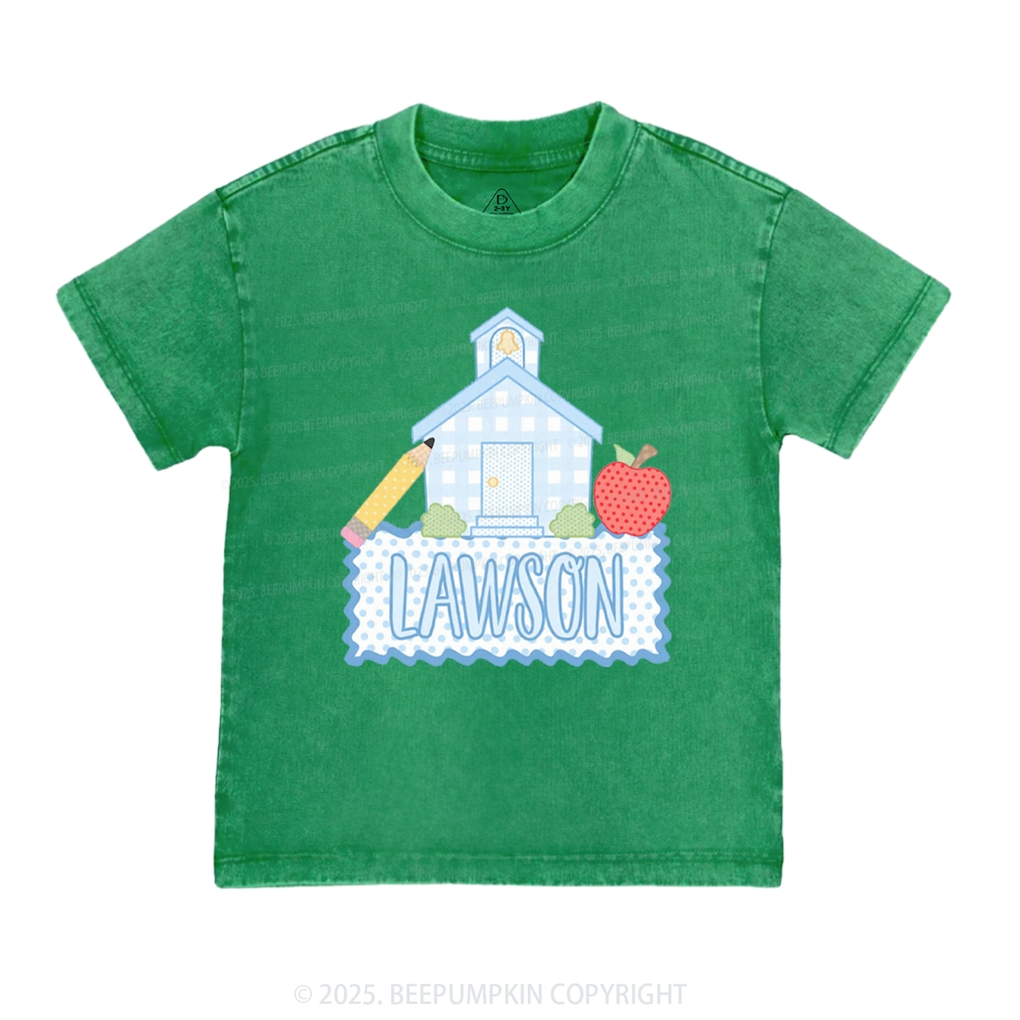 Personalized Blue Schoolhouse Toddler&Kids Washed Tees