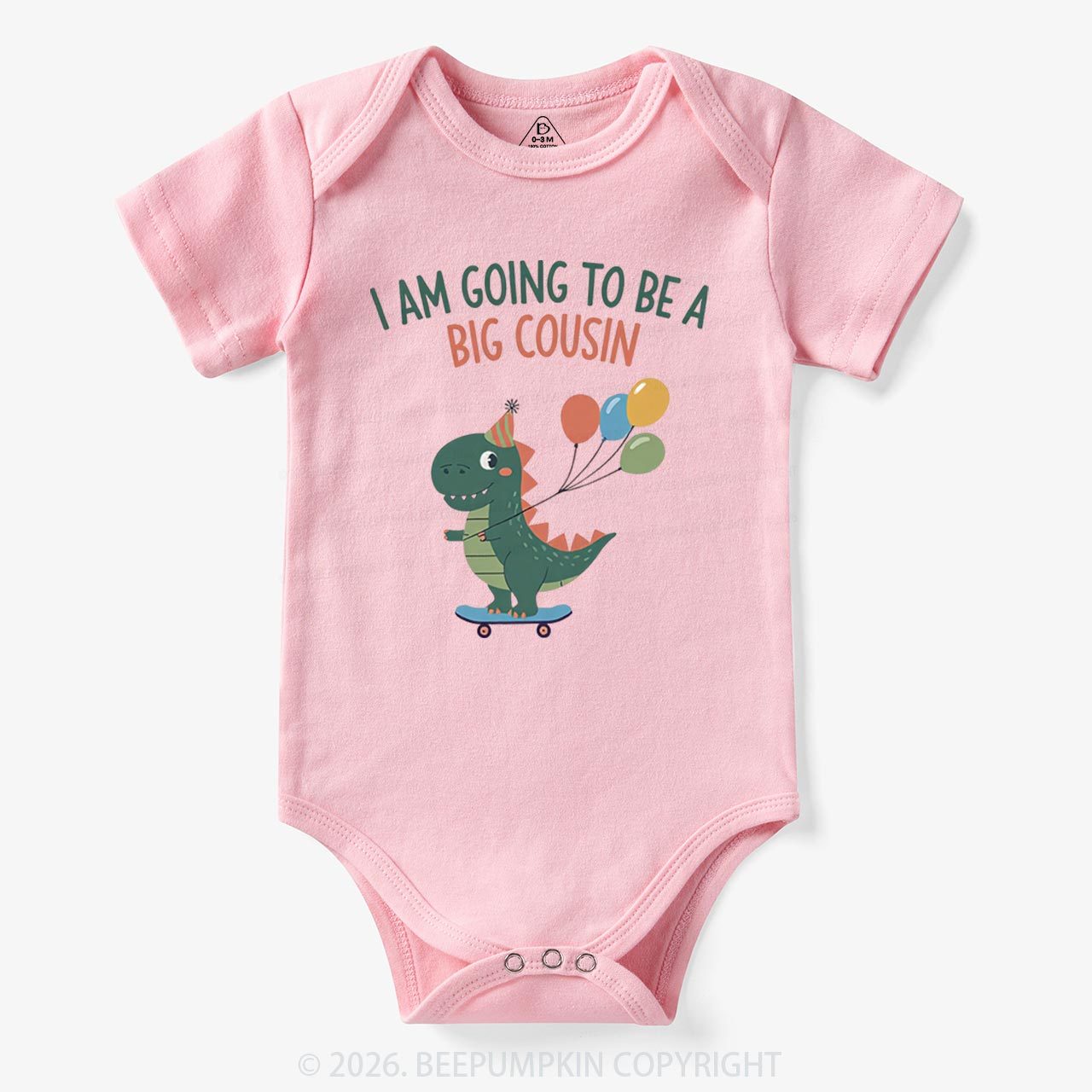 I'm Going To Be A Big Cousin Dinosaur Baby Bodysuit