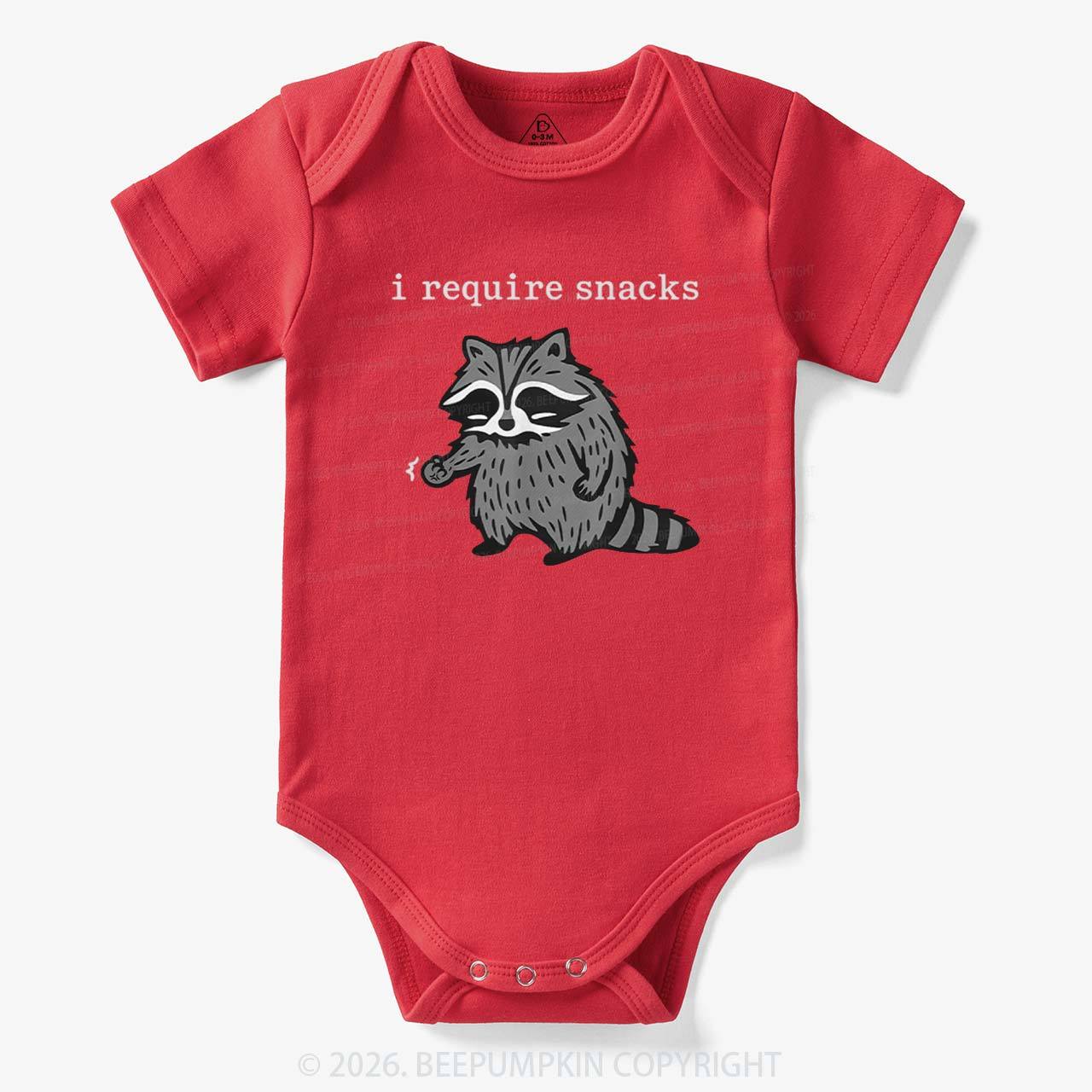 I Require Snacks Raccoon Bodysuit