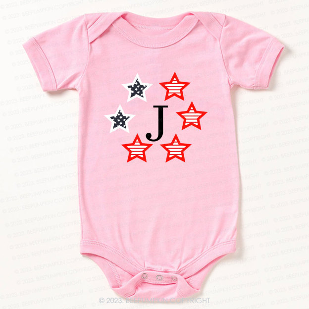 Monogrammed Embroidered Stars Bodysuit For Baby 