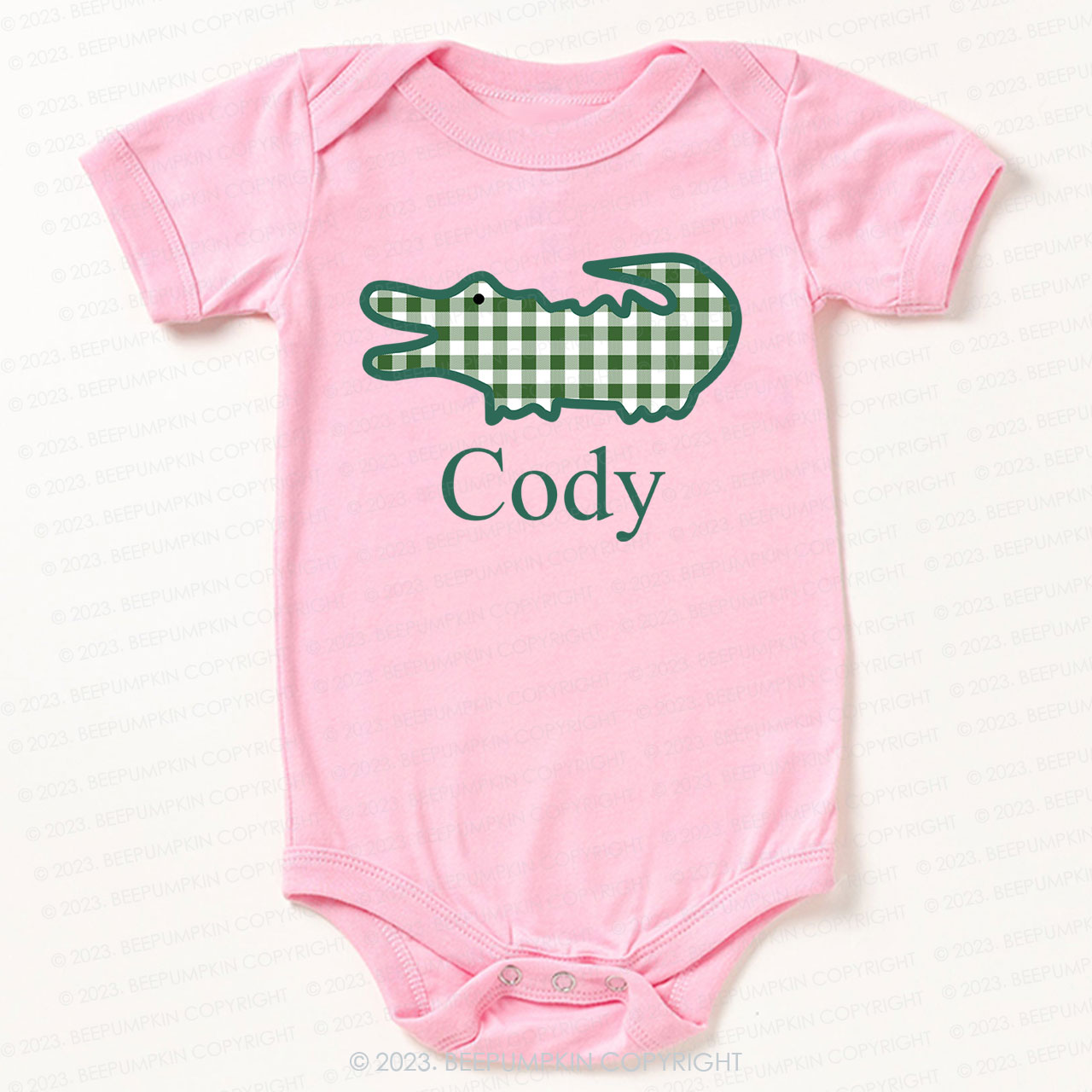 Alligator Gingham Bodysuit For Baby 