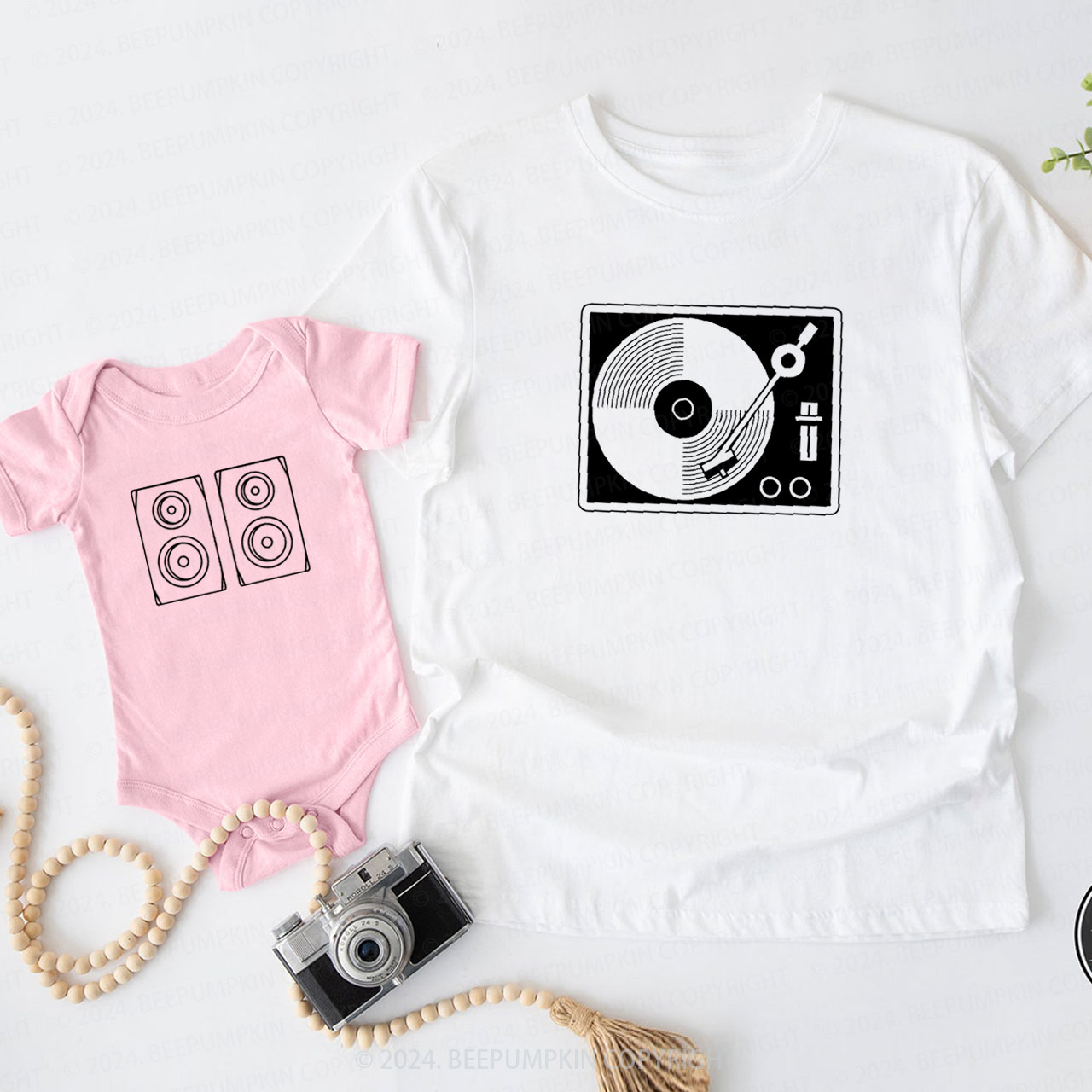 DJ Turntable And Speake Daddy And Me Matching Shirt