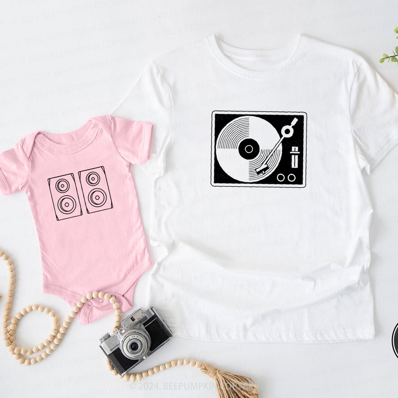 DJ Turntable And Speake Daddy And Me Matching Shirt