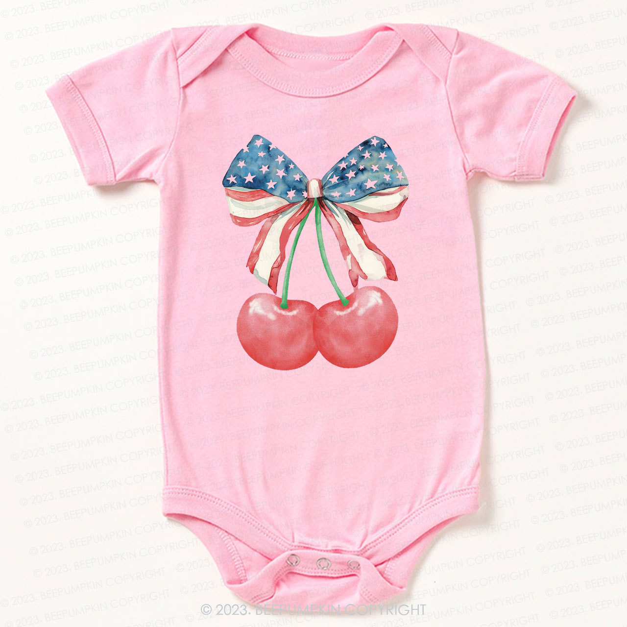 Cherries With American Bow Bodysuit For Baby 