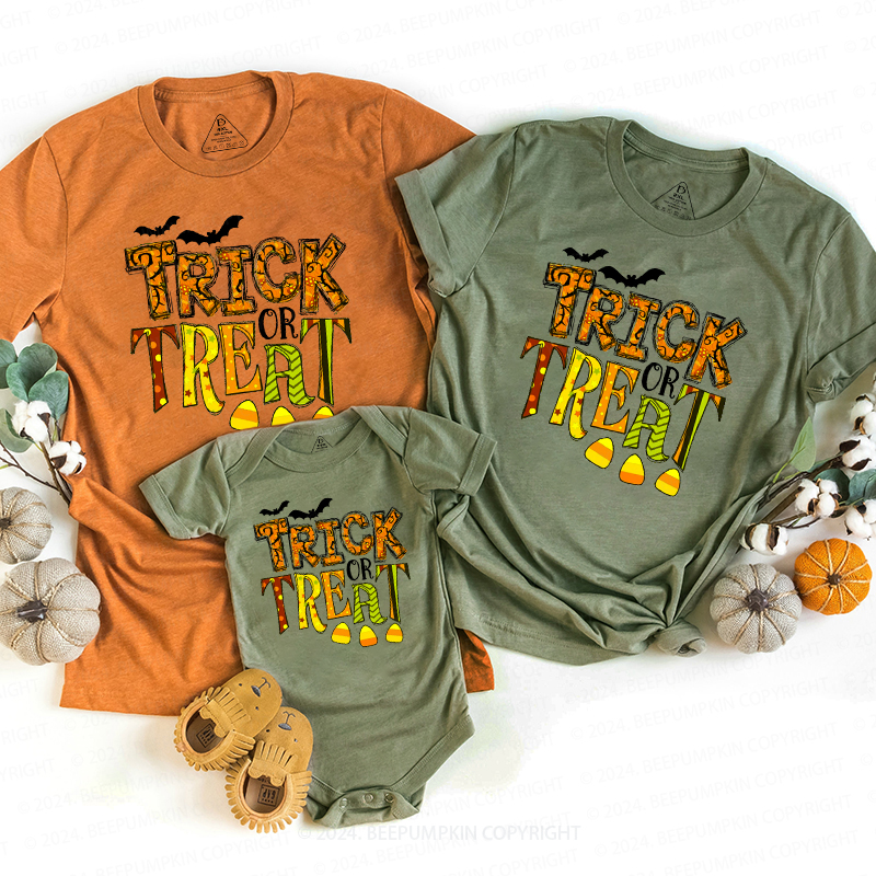 Trick Or Treat Funny Halloween Family Matching Shirts