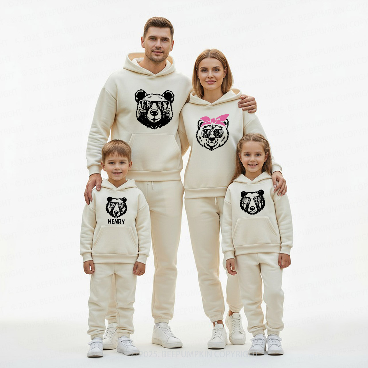 Personalized Bear Family Matching Hoodie Set