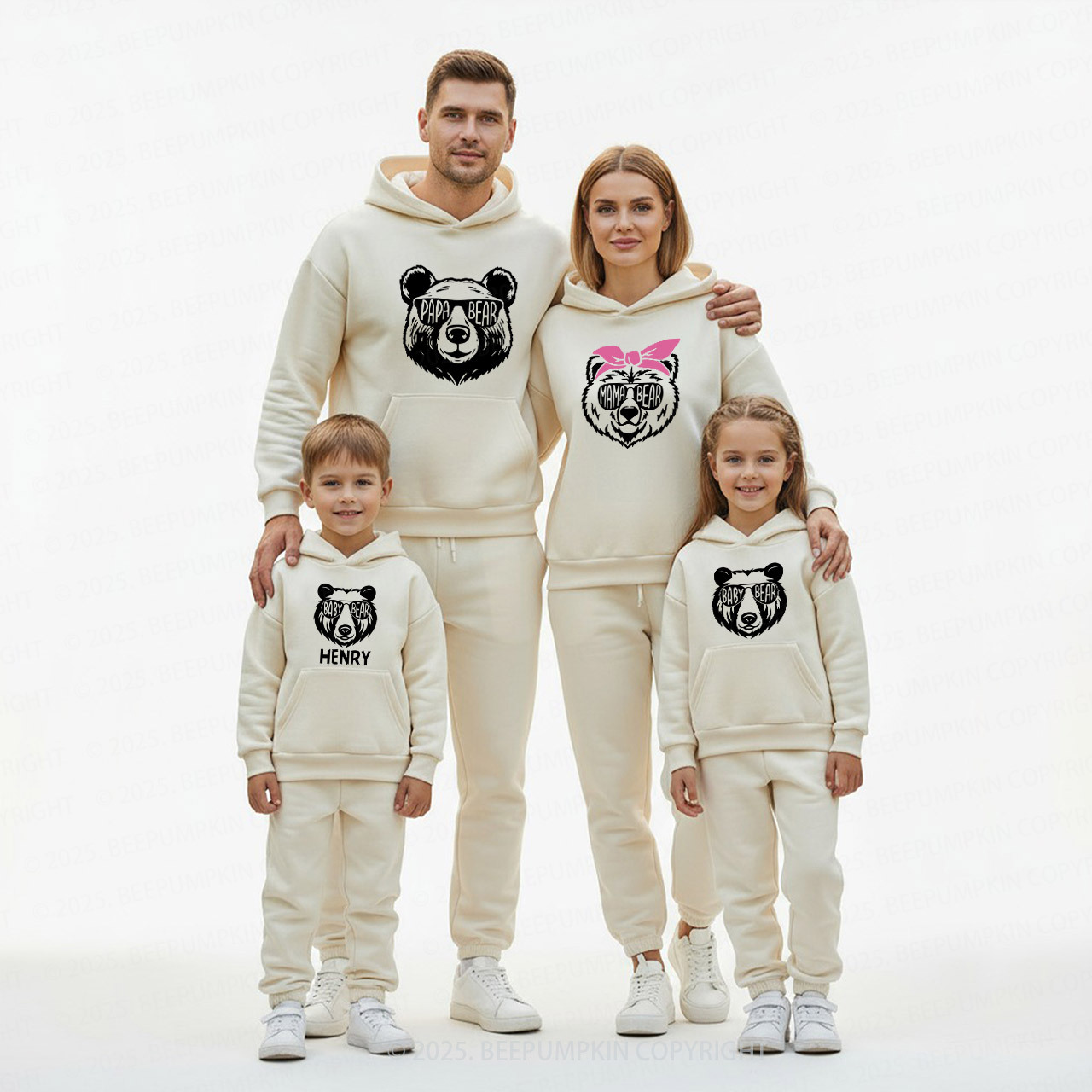 Personalized Bear Family Matching Hoodie Set