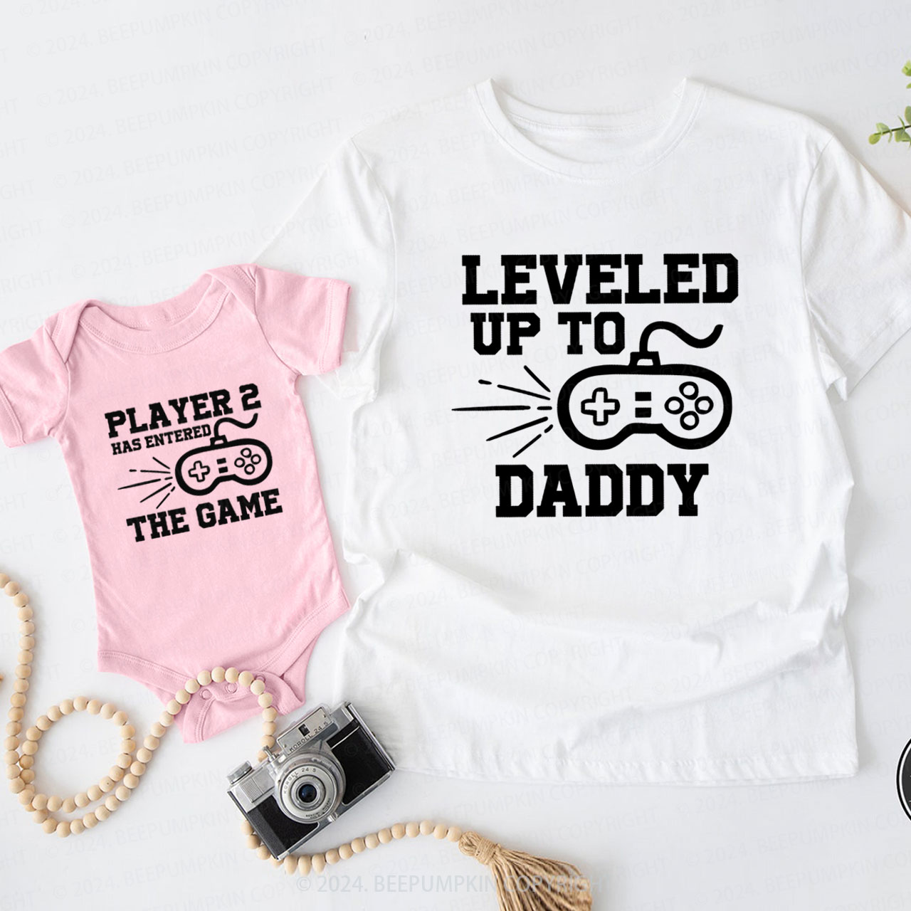 Leveled Up To Daddy Player Daddy And Me Matching Shirt