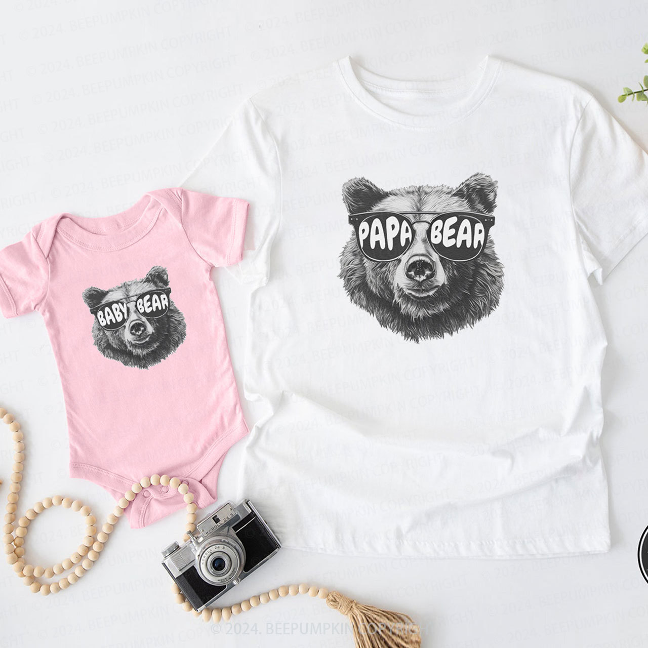 Cute Bear Sunglasses Daddy And Me Matching Shirt