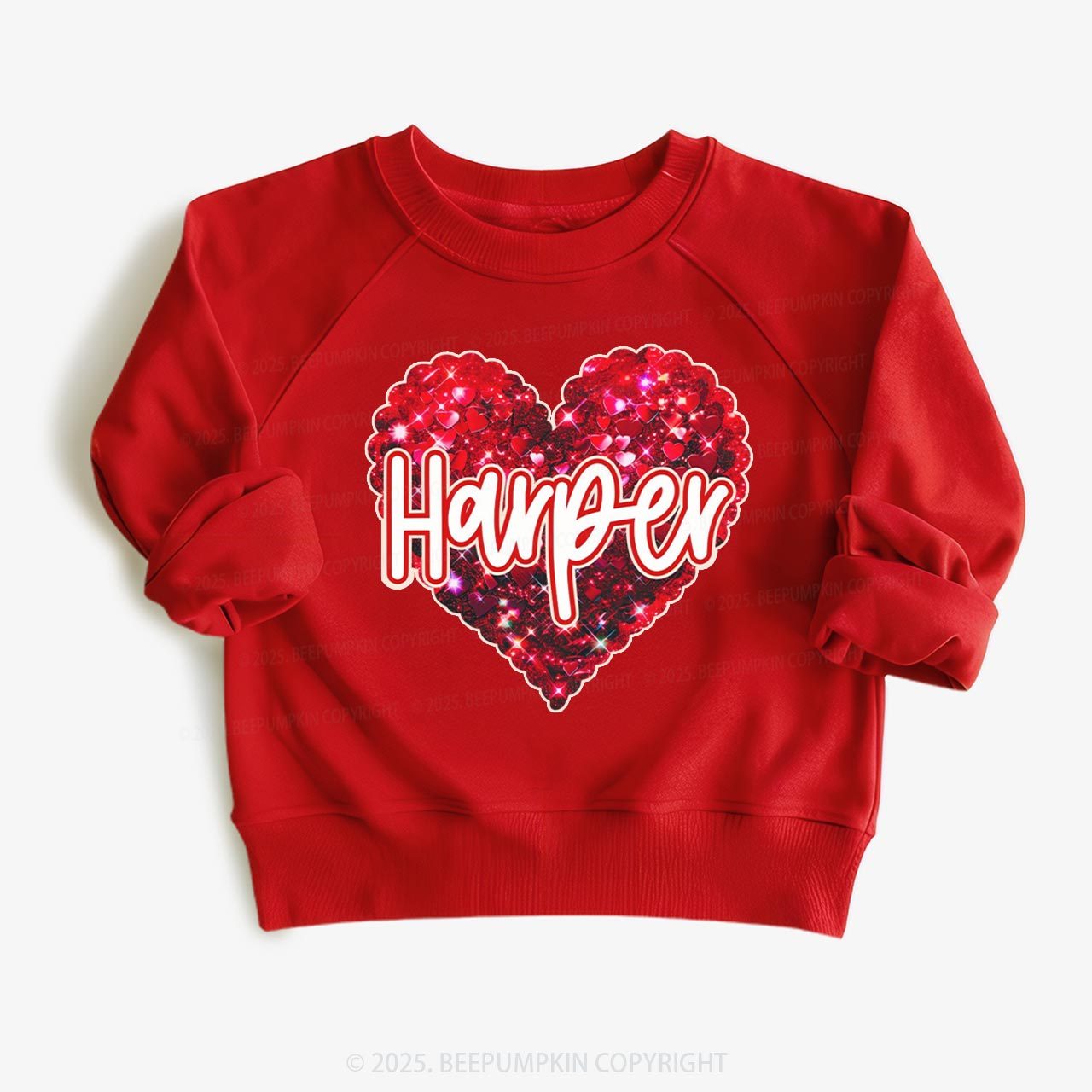 Personalized Sparkling Heart Name Kid's Sweatshirt