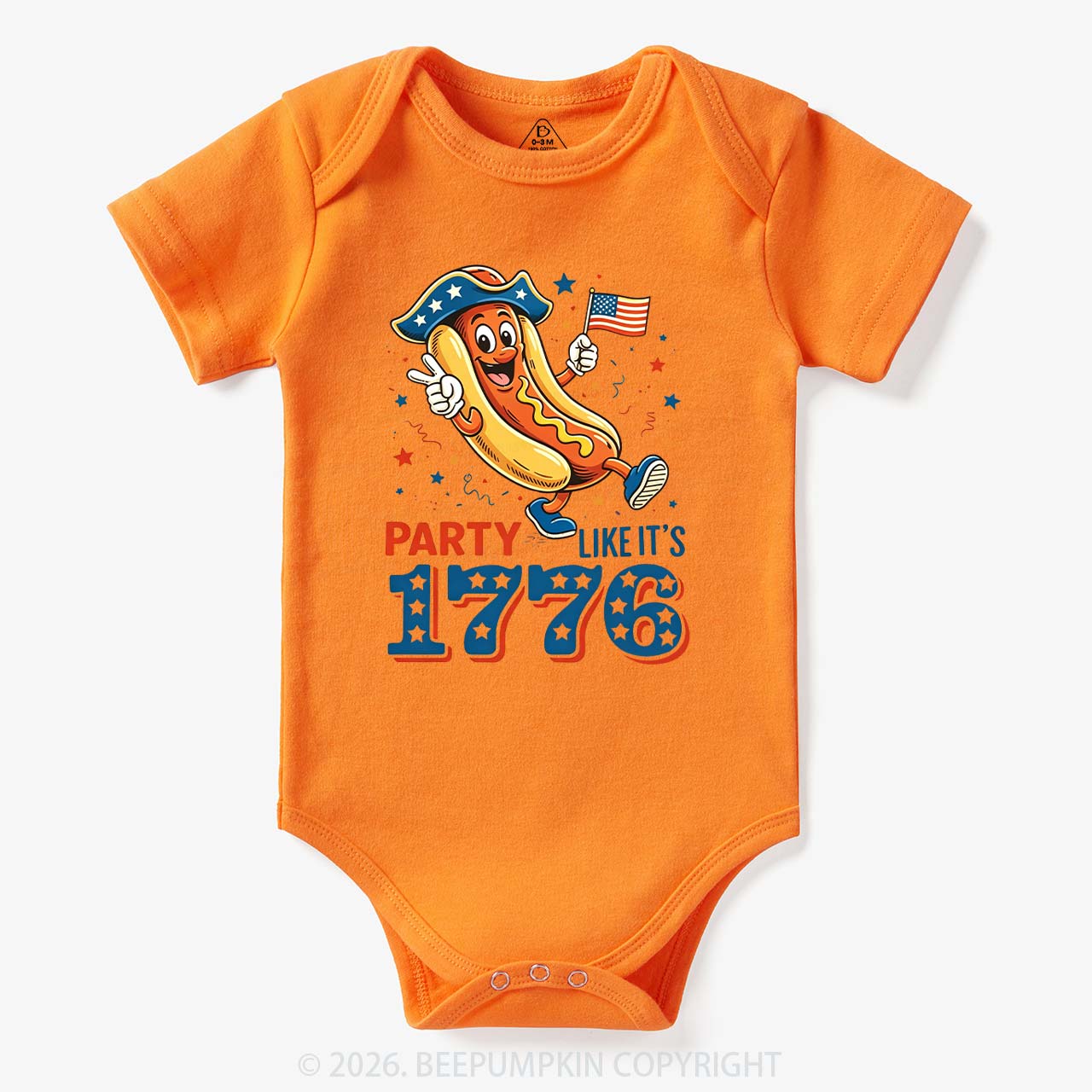 Party Like It's 1776 4th Of July Hot Dog Bodysuit
