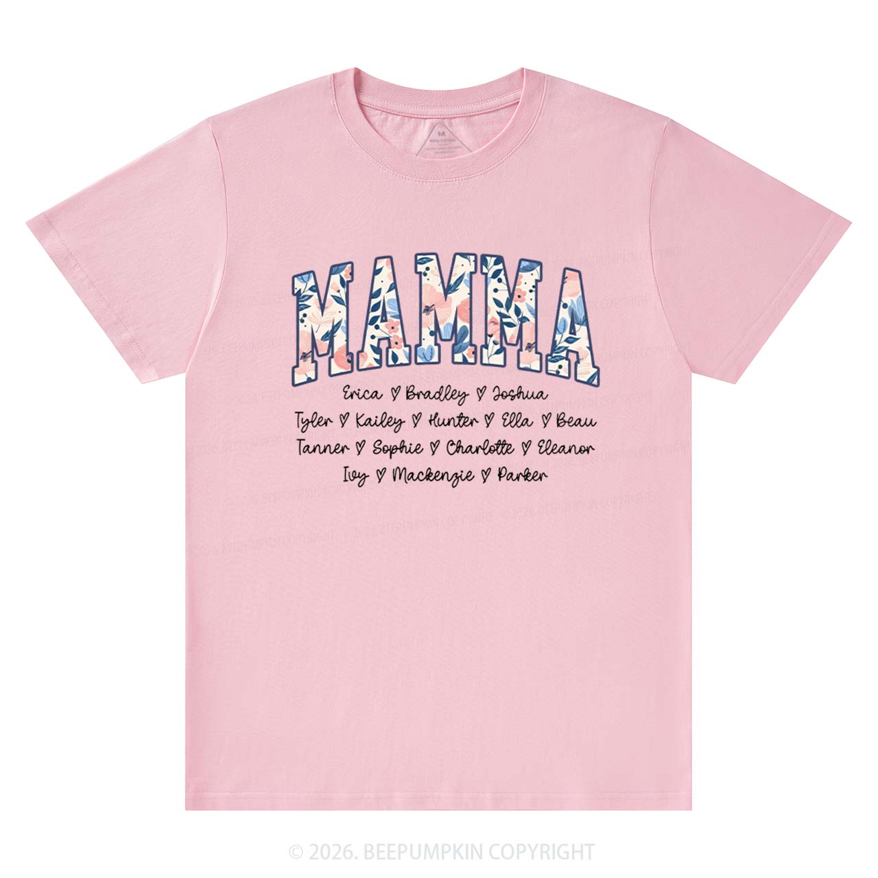 Personalized Floral with Names Mother's Day T-Shirts