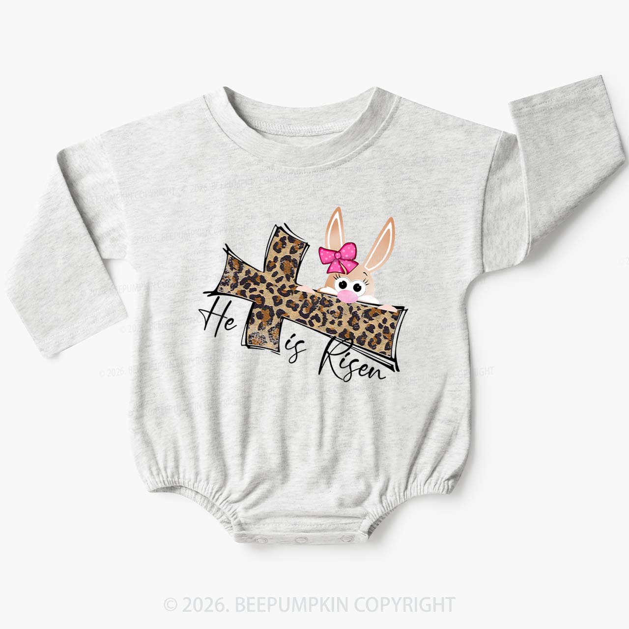 Faith Bunny & Leopard Cros Baby Bubble Romper