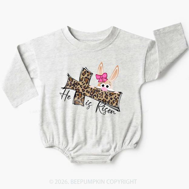 Faith Bunny & Leopard Cros Baby Bubble Romper