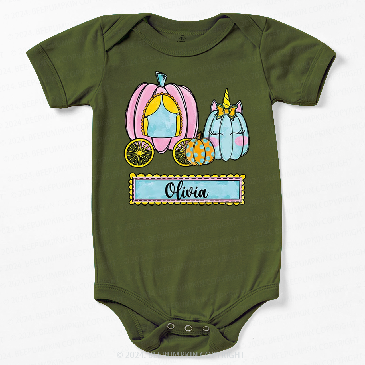 Personalized Halloween Pumpkin Name Baby Bodysuits 