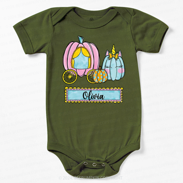 Personalized Halloween Pumpkin Name Baby Bodysuits 