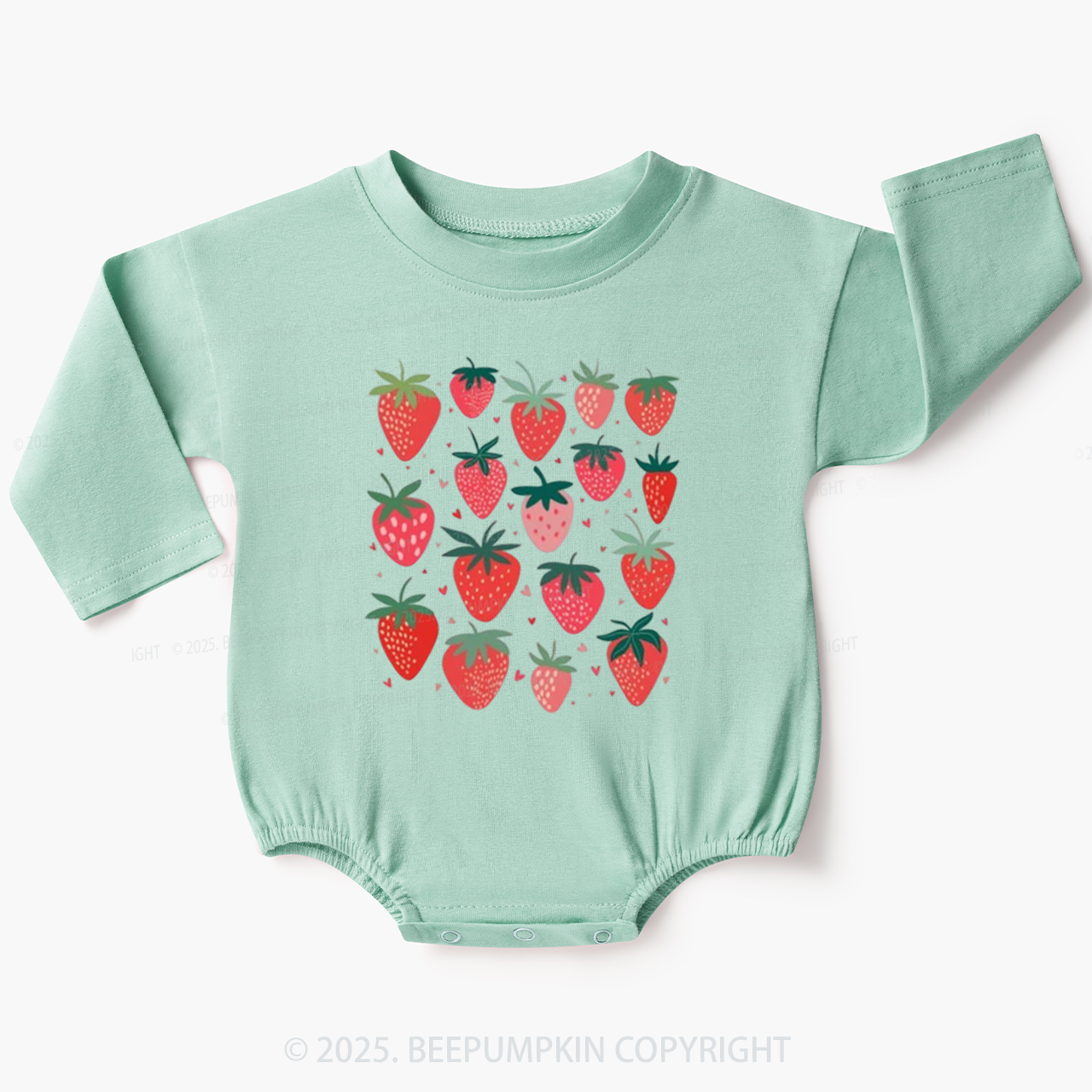 Girls Strawberries Baby Bubble Romper Beepumpkin