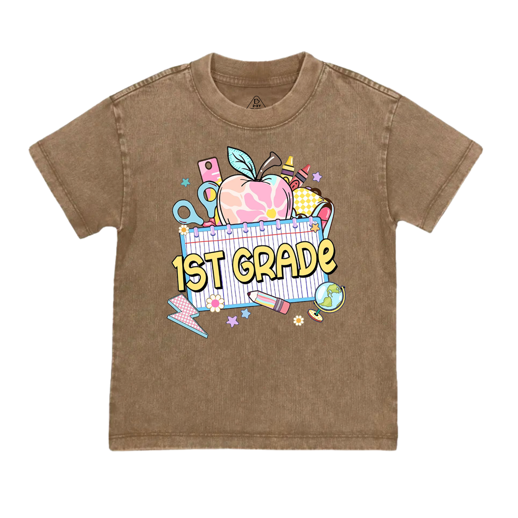 Personalized Pink Apple Back To School Gift Pack Toddler&Kids Washed Tees