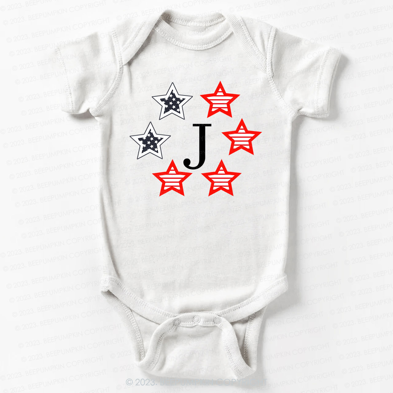 Monogrammed Embroidered Stars Bodysuit For Baby 
