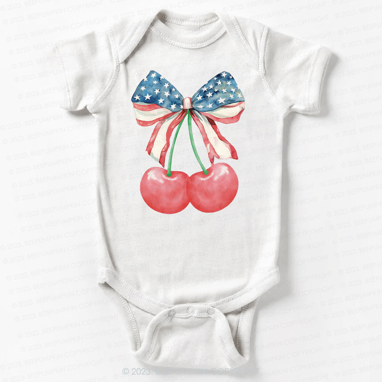 Cherries With American Bow Bodysuit For Baby 