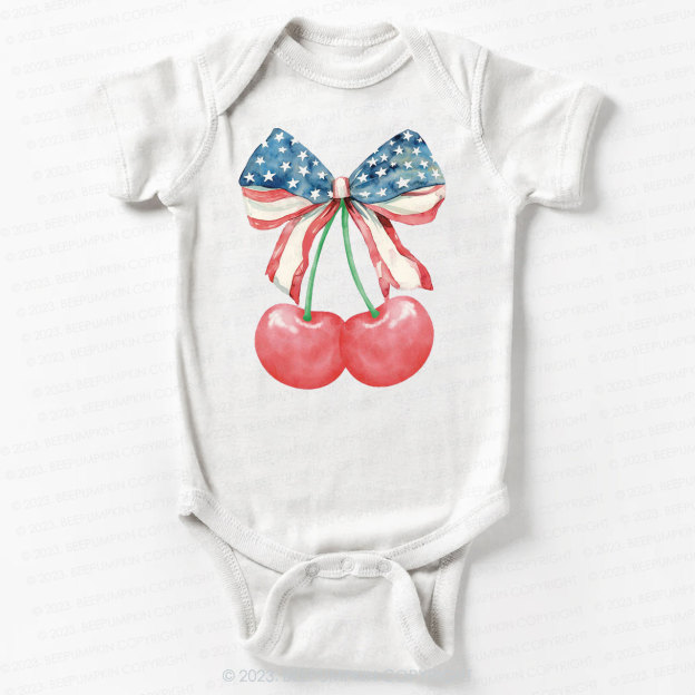 Cherries With American Bow Bodysuit For Baby 