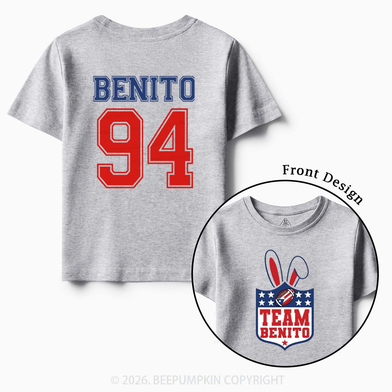 Personalized Vintage Benito Super Football Game Day Toddler&Kids Tees
