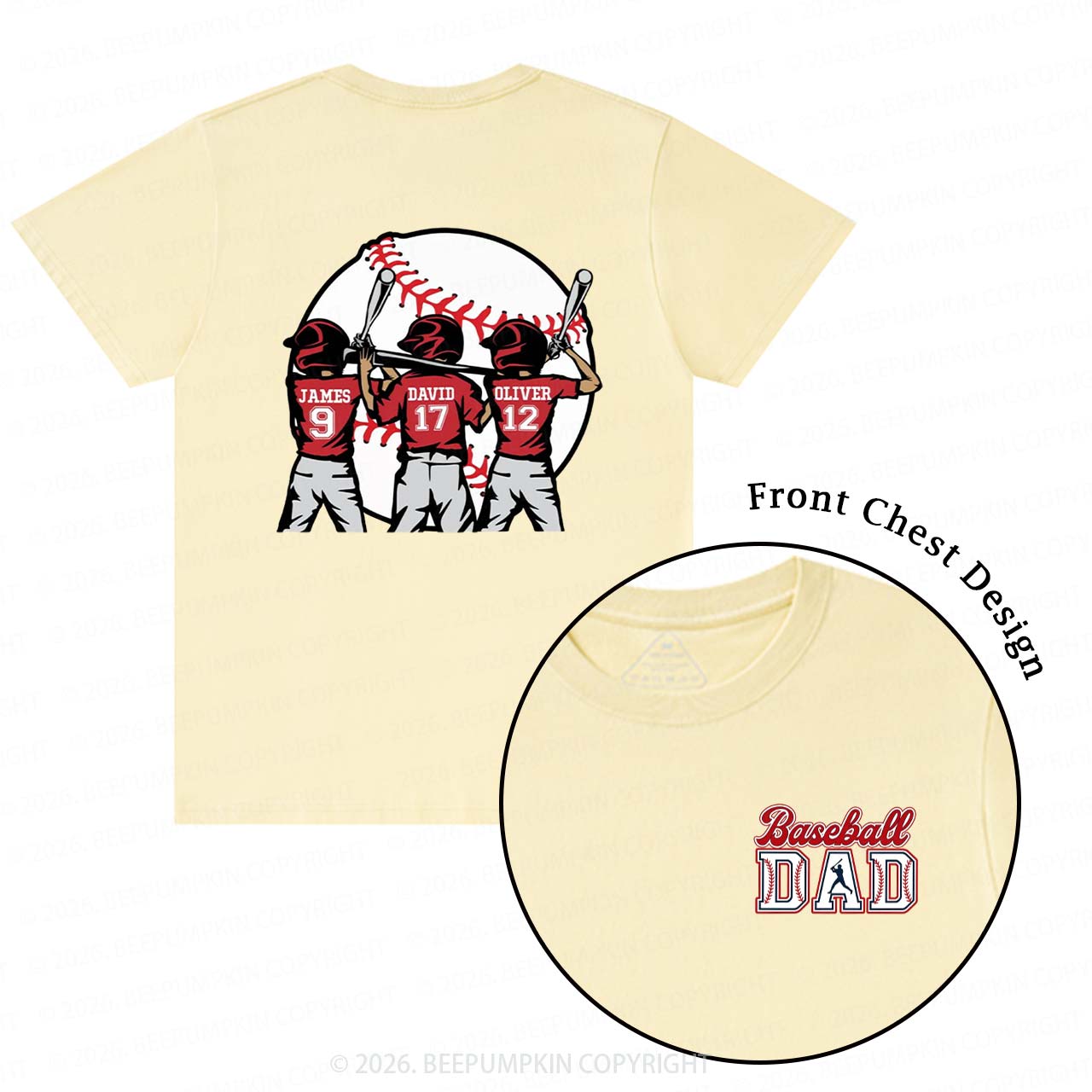 Personalized Baseball Dad Team T-Shirts