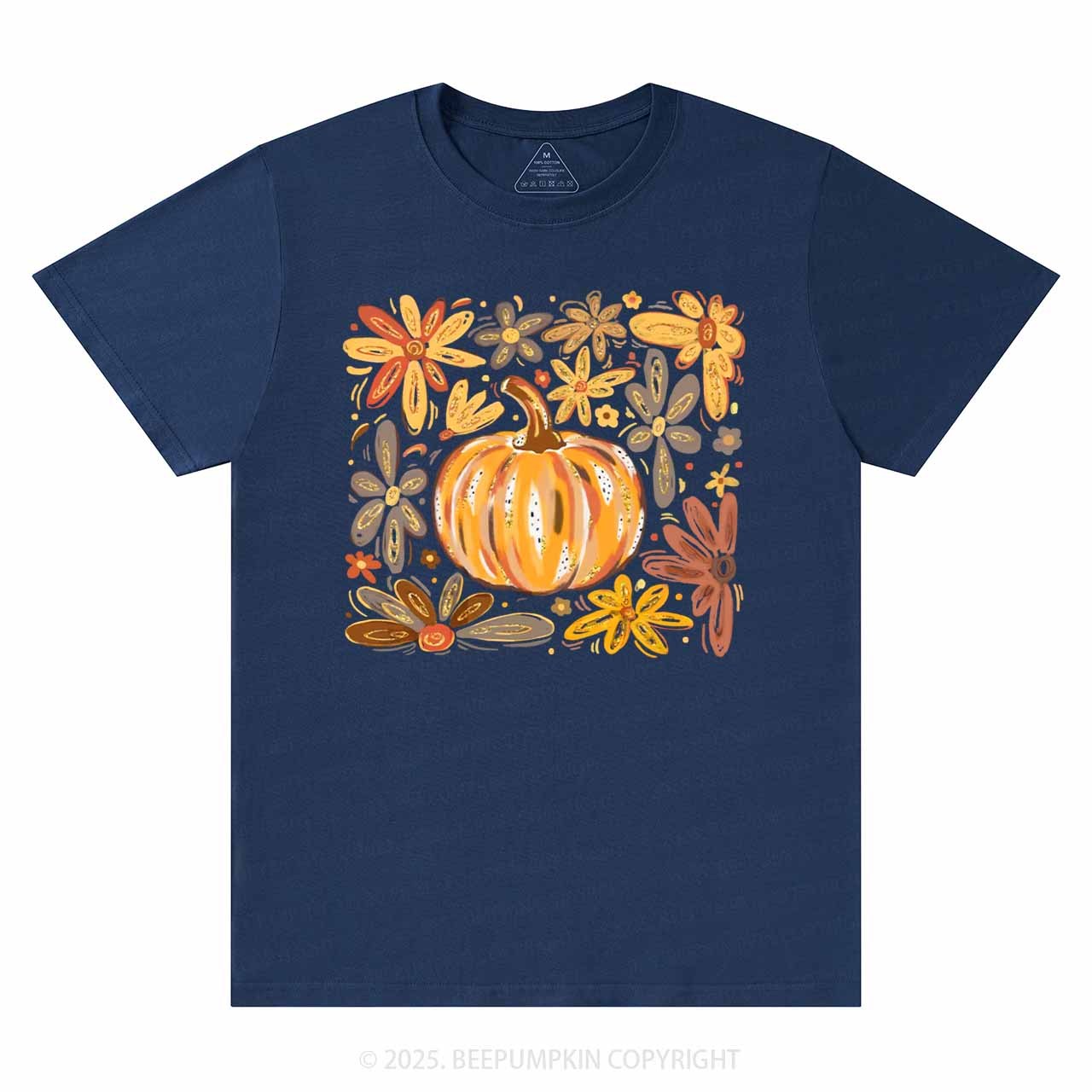 Glitter Boho Fall Floral Pumpkin T-Shirts Beepumpkin 