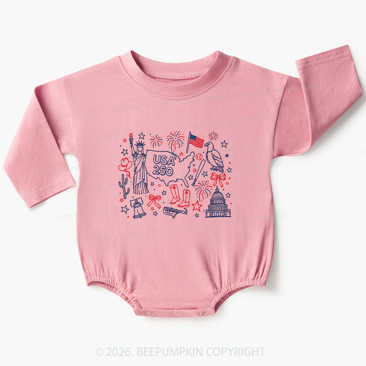 Retro Celebrate 250th Anniversary Baby Bubble Romper