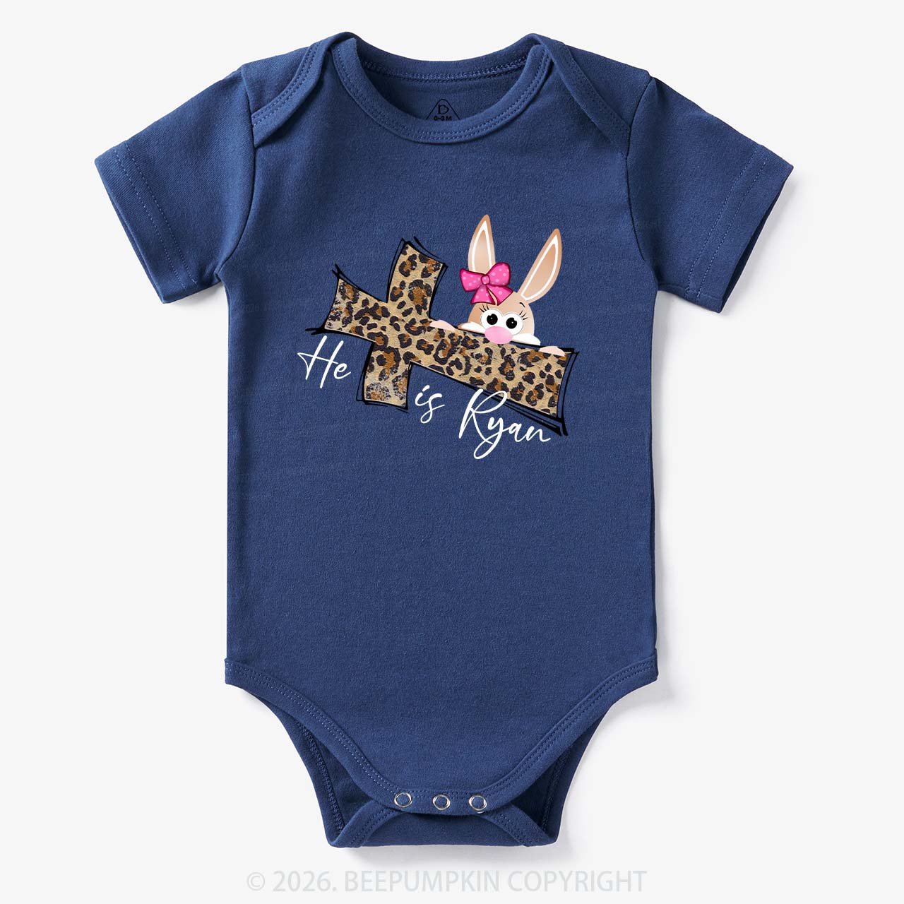 Faith Bunny & Leopard Cross Baby Bodysuit
