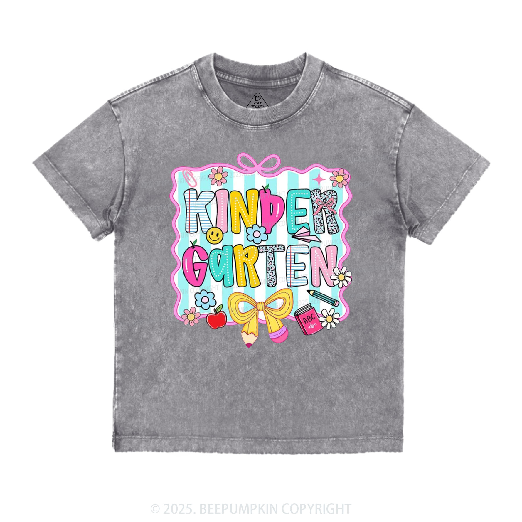 Personalized Happy School Vibes Toddler&Kids Washed Tees