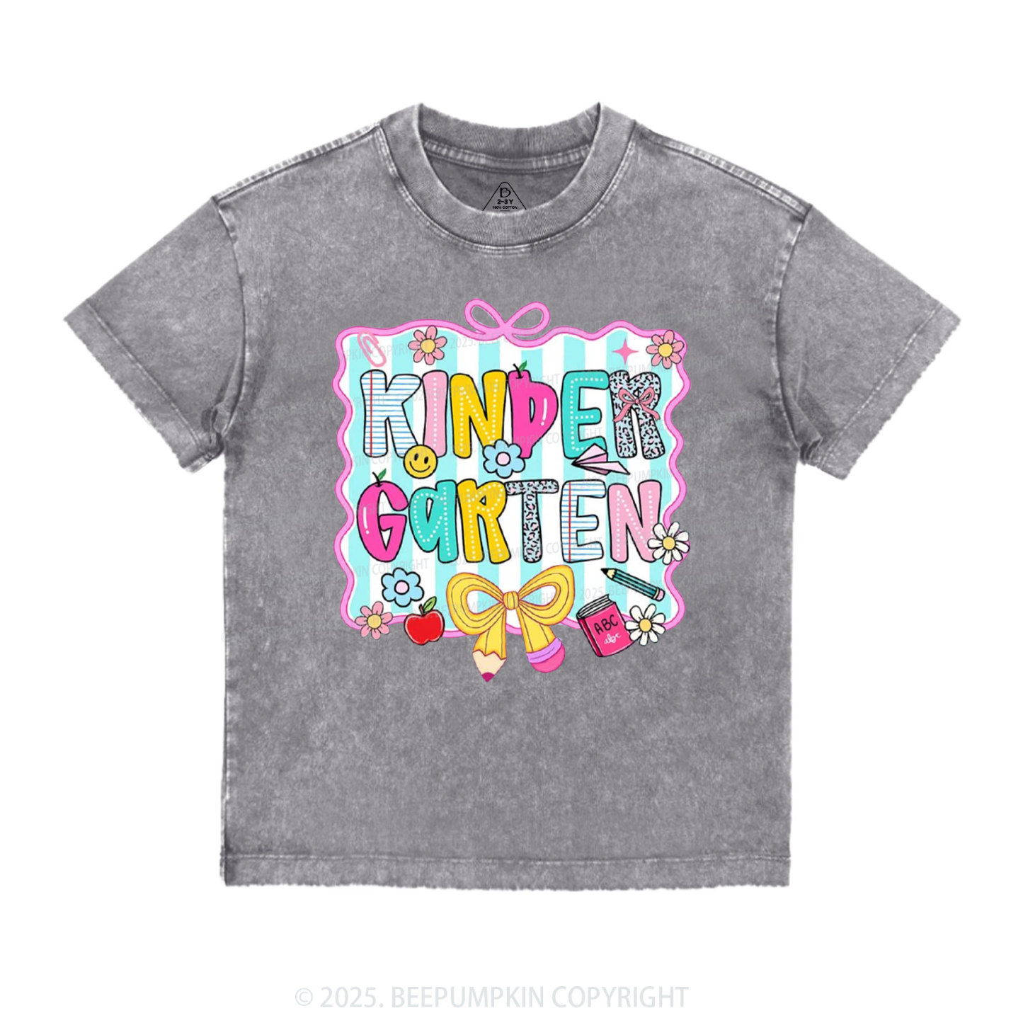 Personalized Happy School Vibes Toddler&Kids Washed Tees