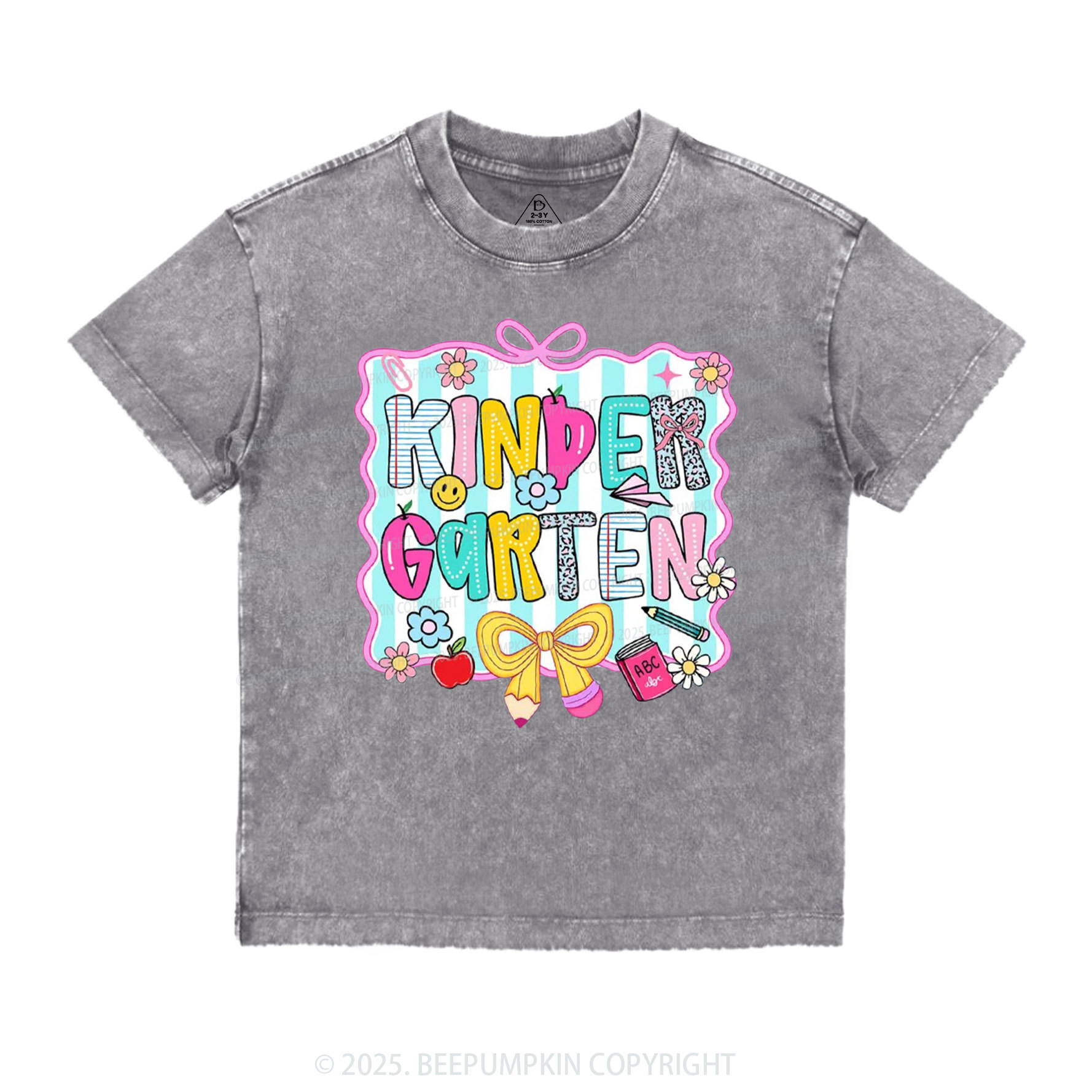 Personalized Happy School Vibes Toddler&Kids Washed Tees