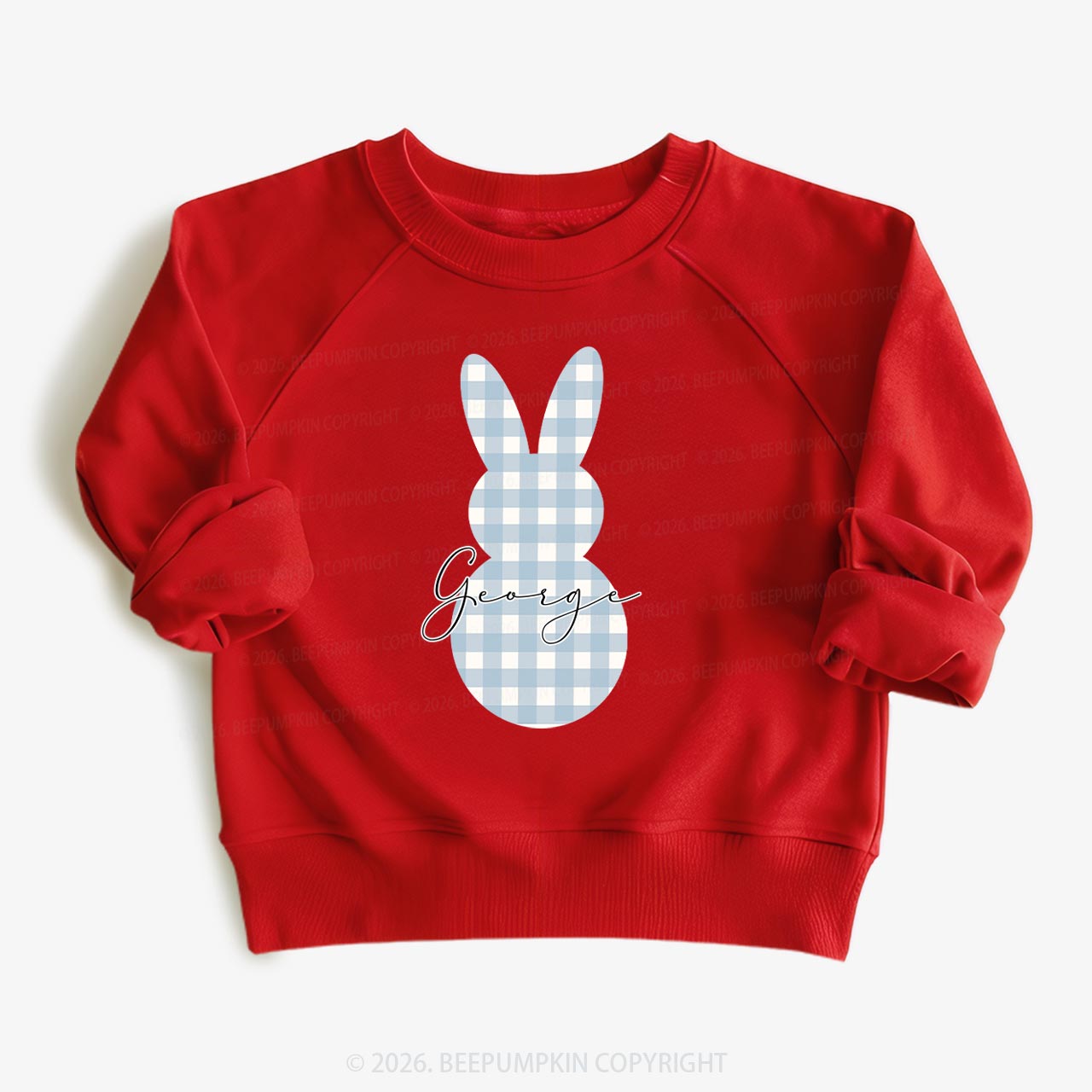 Personalised Easter Petit Gingham Bunny Kid's Sweatshirt