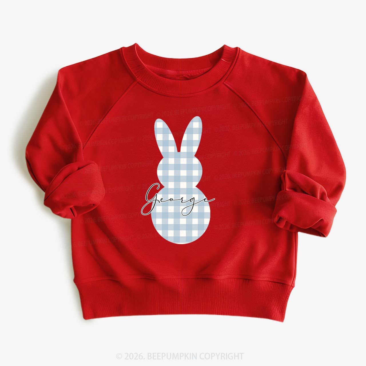 Personalised Easter Petit Gingham Bunny Kid's Sweatshirt