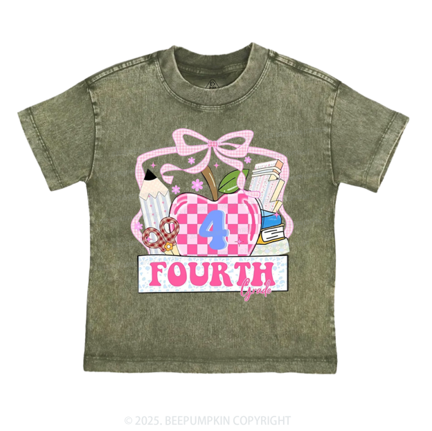 Personalized Checkered Apple Days Toddler&Kids Washed Tees
