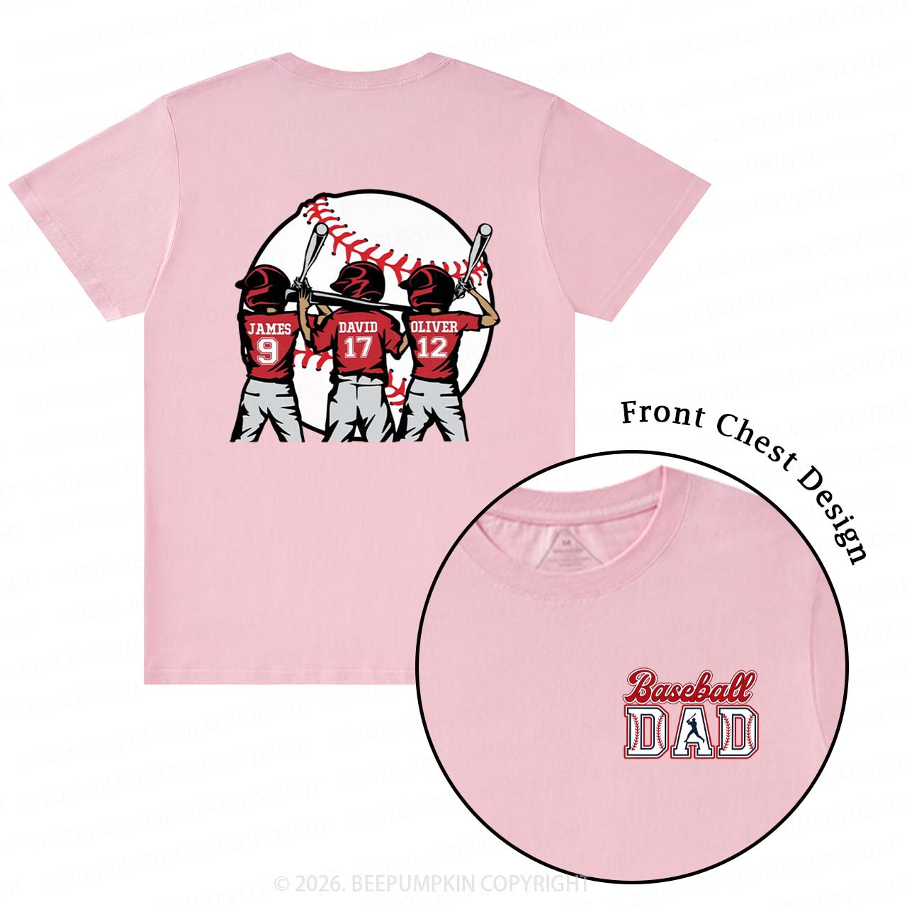 Personalized Baseball Dad Team T-Shirts