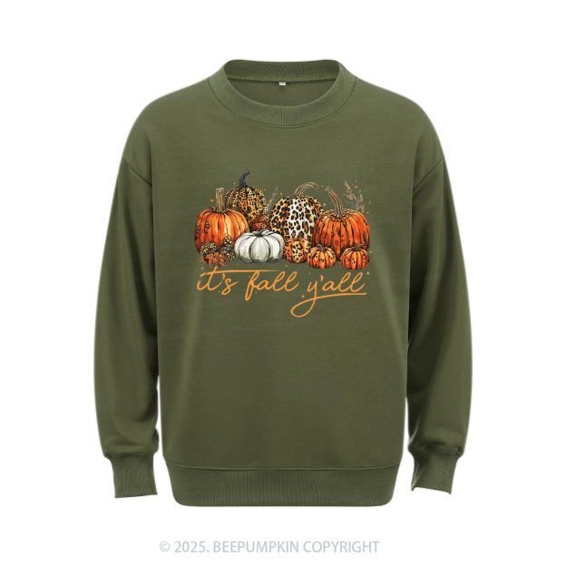 It's Fall Y'all Leopard Pumpkin Sweatshirt Beepumpkin