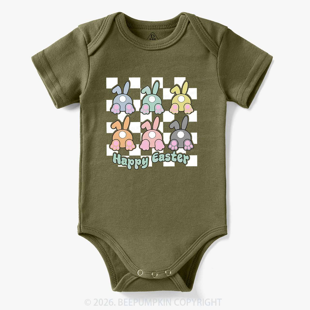 Happy Easter Bunnies Checkered Bodysuit